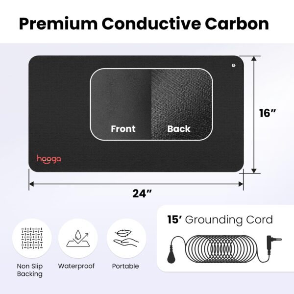Hooga Grounding Mat for Sleep, Energy, Pain Relief, Inflammation, Balance, Wellness. Earth Connected Therapy. Indoor Grounding at Home, Office, Work. 15 Foot Cord Included. Conductive Carbon - Image 6