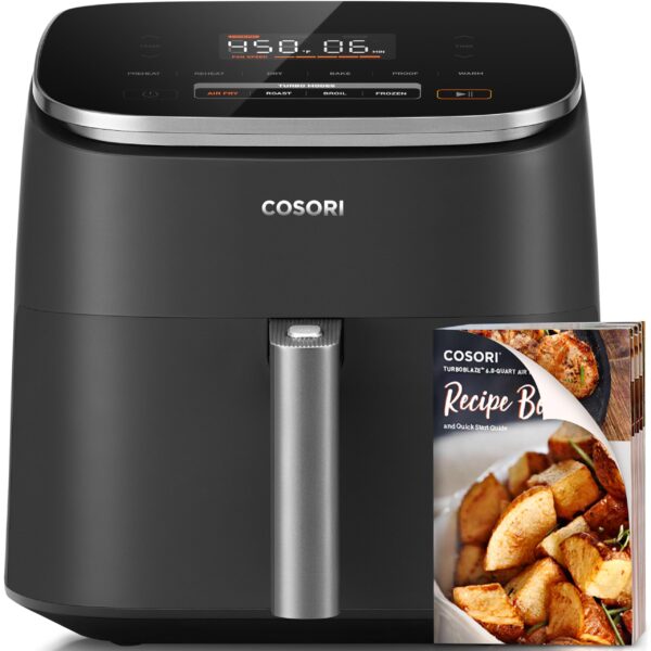 COSORI Air Fryer 9-in-1, Compact & Large 6-Qt, Fast Turbo Modes, 90°–450°F Even Results With Precise Temperature Control, Up to 95% Less Oil*, Roast, Bake, Dry, Reheat, Frozen, Broil, Proof, Grey - Image 5