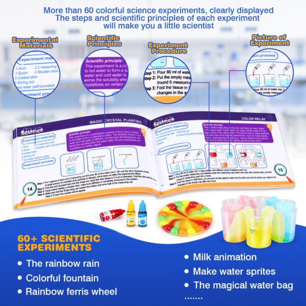 Science Kit for Kids,80 Science Lab Experiments,Scientist Costume Role Play STEM Educational Learning Scientific Tools,Birthday Gifts and Toys for 6 7 8 9 Years Old Boys Girls Kids - Image 4
