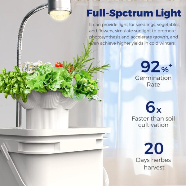 Sjzxuv Indoor Garden Hydroponics Growing System Herb Garden Planter Indoor kit with LED Grow Light Height Adjustable Smart Water Pump Fresh Vegetables - Vertical Hydroponic for Home Kitchen Office - Image 6