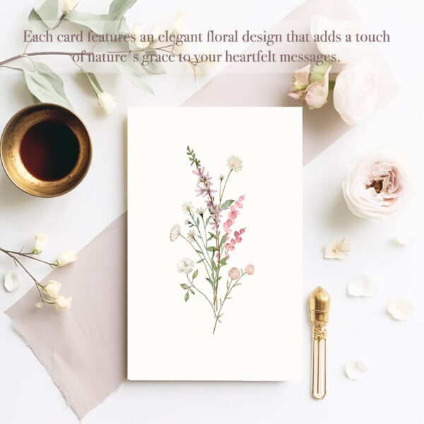 slapaflife Blank Cards,Blank Greeting Cards 4x6,40Pack -Elegant Floral Design Blank Greeting Cards,Note Cards with Matching Peel-and-Seal Rustic Envelopes - Image 2