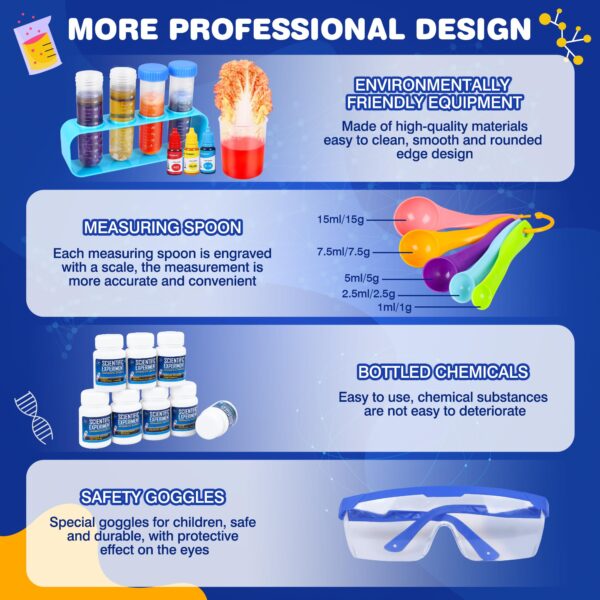 Science Kit for Kids,80 Science Lab Experiments,Scientist Costume Role Play STEM Educational Learning Scientific Tools,Birthday Gifts and Toys for 6 7 8 9 Years Old Boys Girls Kids - Image 5