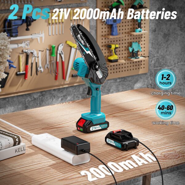 Seesii Mini Chainsaw Cordless 6-inch, Handheld Electric Power Chain Saw with 2 Batteries, for Tree Trimming Wood Cutting, Best Gifts for Dad, Husband - Image 26