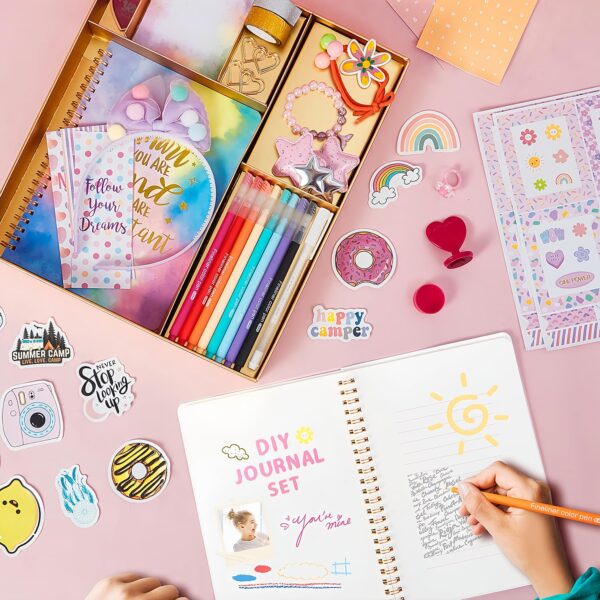 R RUCKERCO Girls DIY Diary 54 Pcs Diary Set,Toys for Ages 8-13,DIY Stationery Set, Thin Stickers and Little Girls Daily Supplies, Gifts for Teen Good Idea Choice - Image 6