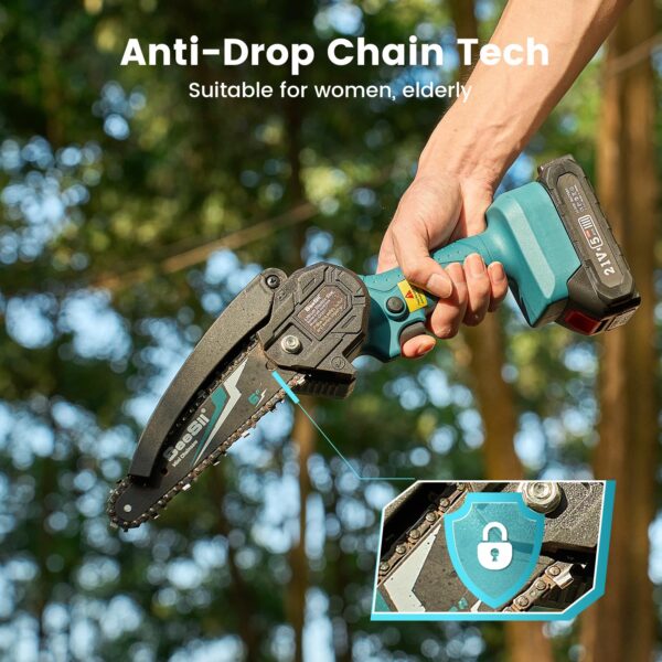 Seesii Mini Chainsaw Cordless 6-inch, Handheld Electric Power Chain Saw with 2 Batteries, for Tree Trimming Wood Cutting, Best Gifts for Dad, Husband - Image 21