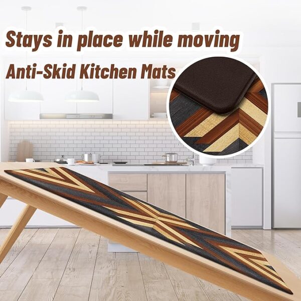 Cushioned Anti-Fatigue Kitchen Mats - Boho Aztec Style (Set of 2) - Image 3