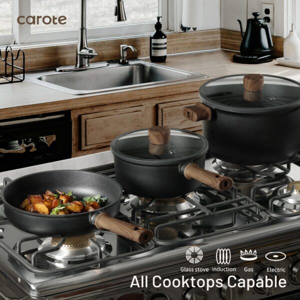 CAROTE Nonstick Pots and Pans,Cookware Set 16pcs Kitchen Cooking Sets, Pot and Pan Non Stick w/Frying pan - Image 3