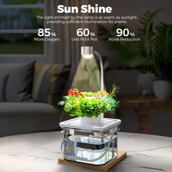 Sjzxuv Indoor Garden Hydroponics Growing System Herb Garden Planter Indoor kit with LED Grow Light Height Adjustable Smart Water Pump Fresh Vegetables - Vertical Hydroponic for Home Kitchen Office - Image 7