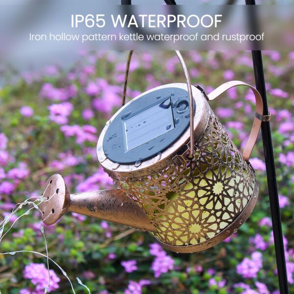 Solar Lights Outdoor Decorative, Metal Solar Watering Can Lights Waterproof, Small Hanging Solar Garden Decor Yard Lights Outside Patio Lawn, Gifts for Mom Grandma Women Birthday(Warm White) - Image 2