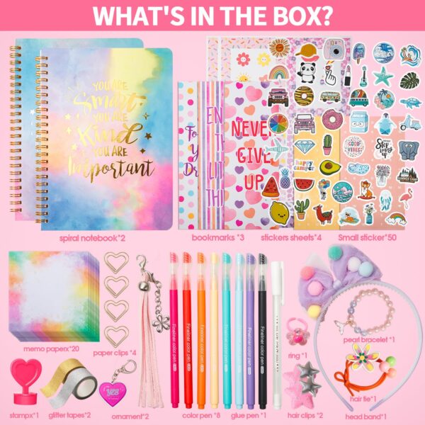 R RUCKERCO Girls DIY Diary 54 Pcs Diary Set,Toys for Ages 8-13,DIY Stationery Set, Thin Stickers and Little Girls Daily Supplies, Gifts for Teen Good Idea Choice - Image 3