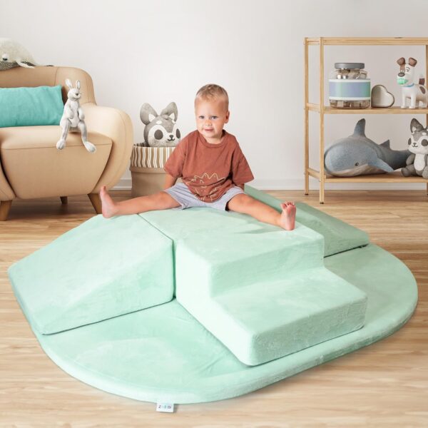 Foam Climbing Blocks for Toddlers - 5 Piece Climb and Crawl Foam Playset with Calming Green Color and Washable Cover - Nonslip Soft Play Climbing for Toddlers, Baby Gym, Toys Indoors - Image 8