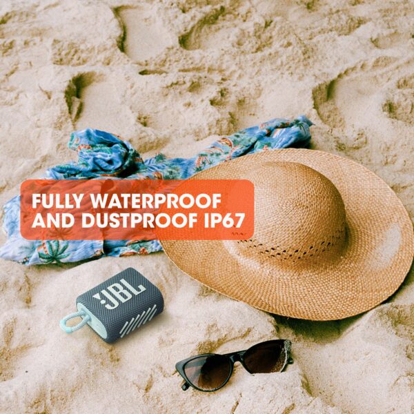 JBL Go 3 Eco - Portable Mini Bluetooth Speaker, big audio and punchy bass, IP67 waterproof and dustproof, 5 hours of playtime, Made in part with recycled materials (Eco Blue) - Image 27