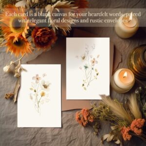 slapaflife Blank Cards,Blank Greeting Cards 4x6,40Pack -Elegant Floral Design Blank Greeting Cards,Note Cards with Matching Peel-and-Seal Rustic Envelopes